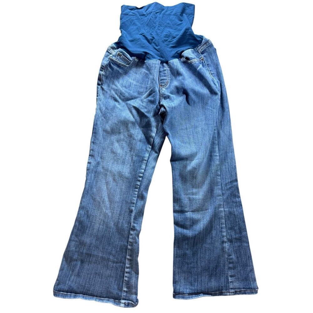 Motherhood‎ Full Panel Bootcut Wide Leg Women's size L Large Blue Stretch Jeans